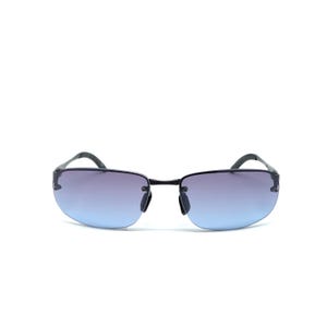 Vintage Y2k Blue Frameless Wraparound Style Visor Shape Sunglasses