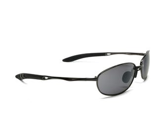 True Vintage 90s Wraparound Deadstock Wire Black Oval Sunglasses