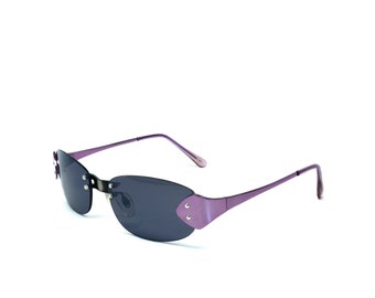 True Vintage Y2k Black and Purple Rectangle Rimless Sunglasses