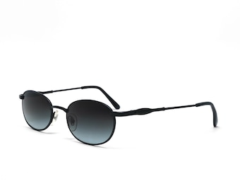 Auténticas gafas de sol vintage de los años 90 con montura rectangular negra y lentes grises