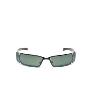 Vintage Y2k Slim Frameless Wraparound Black Visor Shape Sunglasses