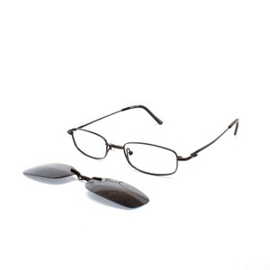 Vintage 1990s Rectangle Grey Wire Frame Removable Lens Sunglasses