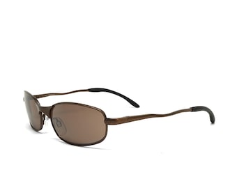 True Vintage 90er Jahre Grunge Deadstock Wire Bronze Oval Sonnenbrille