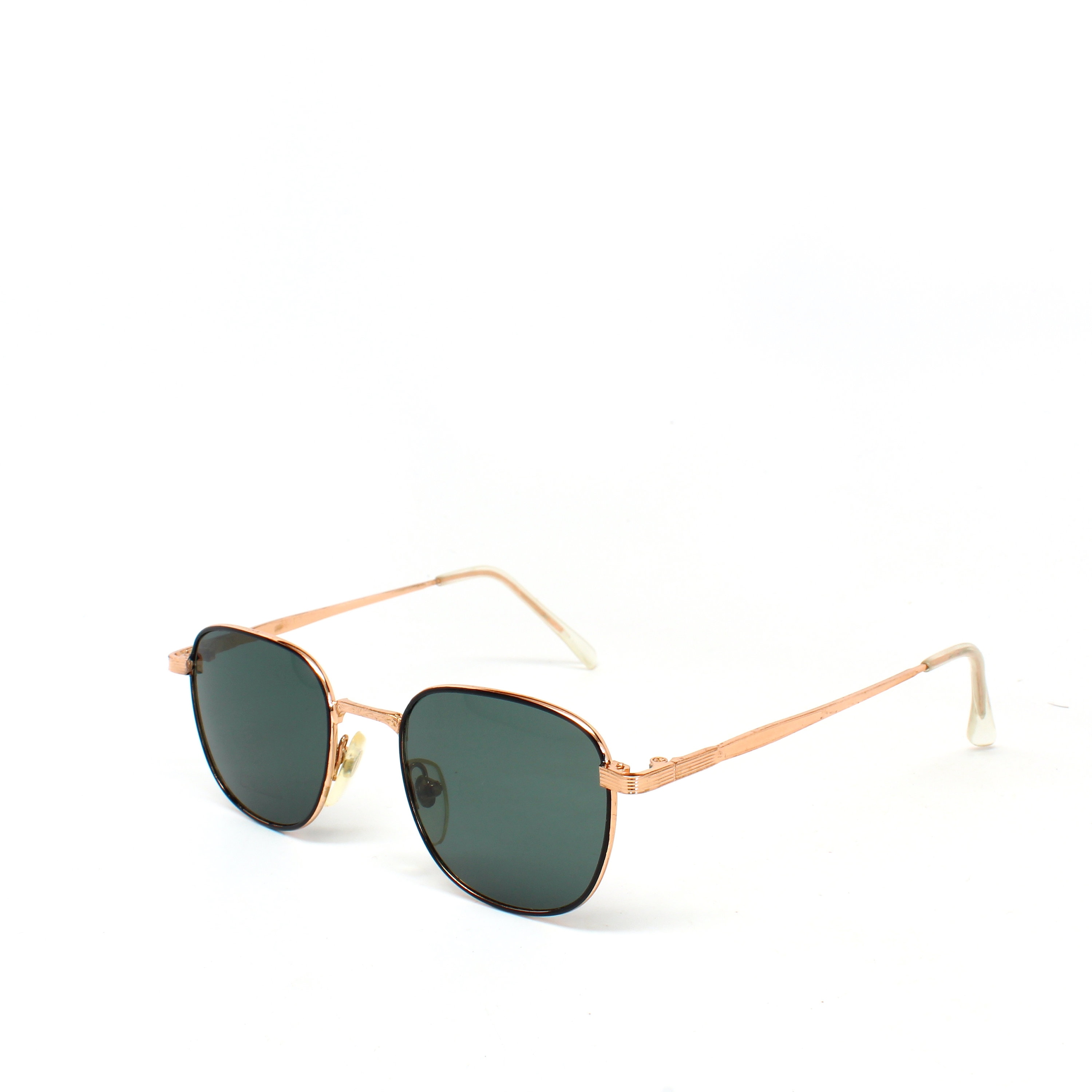 Vintage 90s White and Gold Wire Rim Rectangular Metal Frame Sunglasses Gold Frame Retro 90 main image 4
