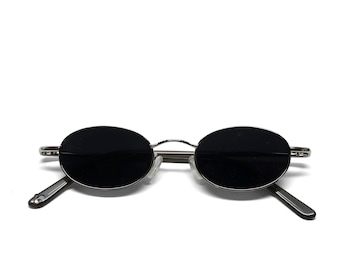 occhiali da sole uomo vintage donna anni 90 metallo argento italy ovali nuovi