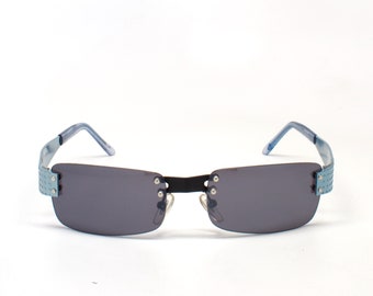 Authentic Y2k Made Blue Frame Rimless Style Sunglasses