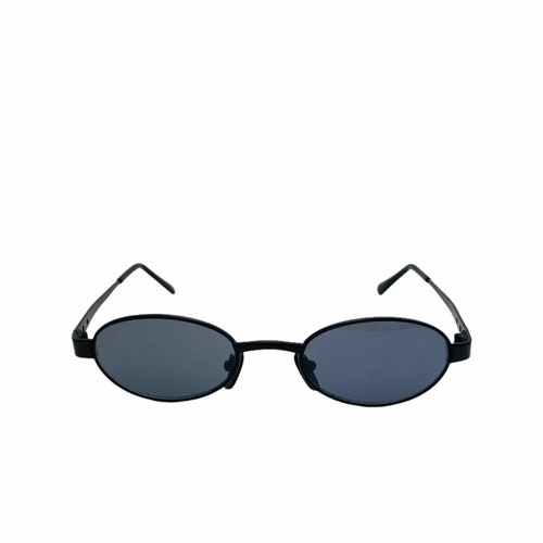 Authentic Vintage 90s Slim Black Oval Sunglasses Etsy