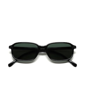True Vintage jaren 90 zwarte deadstock-zonnebril met rechthoekig montuur