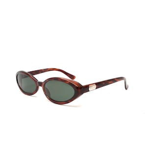 Thin Oval Authentic 1990s Vintage Deadstock Slim Tortoise Frame Sunglasses