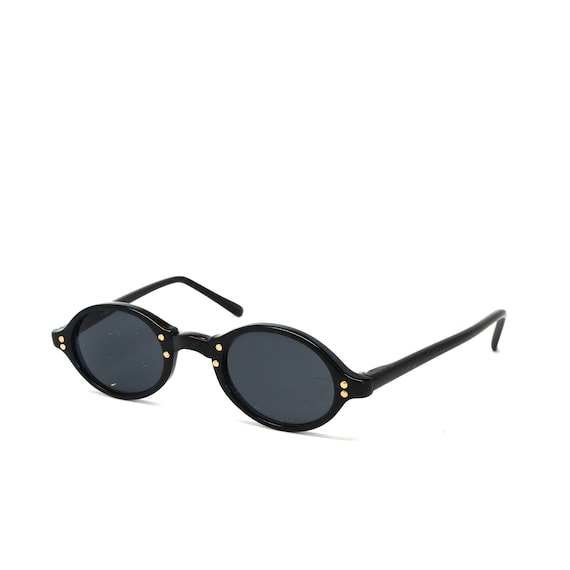 Authentic Vintage 1990s Black Slim Oval Sunglasses
