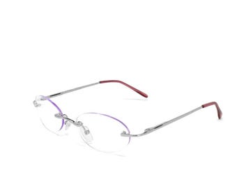 Vintage 90s Frameless Oval Glasses: Light Purple Tint, Deadstock