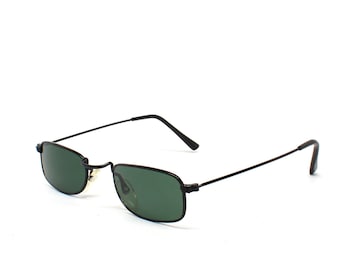 Authentic Vintage 90s Small Size Rectangle Black Vintage Deadstock Sunglasses