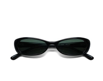 True Vintage 90s Black Chic Rectangle Frame Deadstock Sunglasses