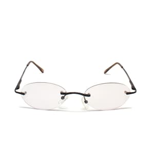 Authentic Vintage 90s Made Deadstock Frameless Glasses with Light Grey Tint