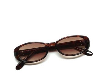 Authentic Vintage 90s Made Slim Tortoise Oval Slotted Sunglasses