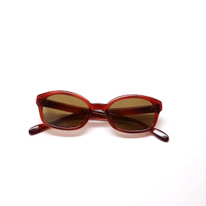 Authentic Vintage 90s Made Two Tone Rosewood Color Rectangular Sunglasses