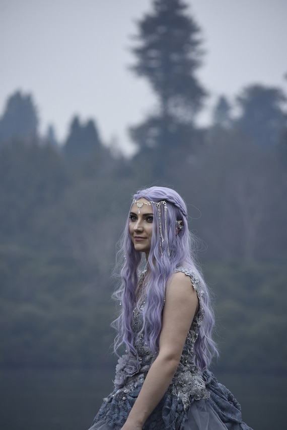 Silver Graphite Gray Ethereal Misty Magical Elven Fairy Forest Wedding Lace  Embroidery Sparkling Gown Elf-fairy Mystic Fantasy Fairytale - Etsy