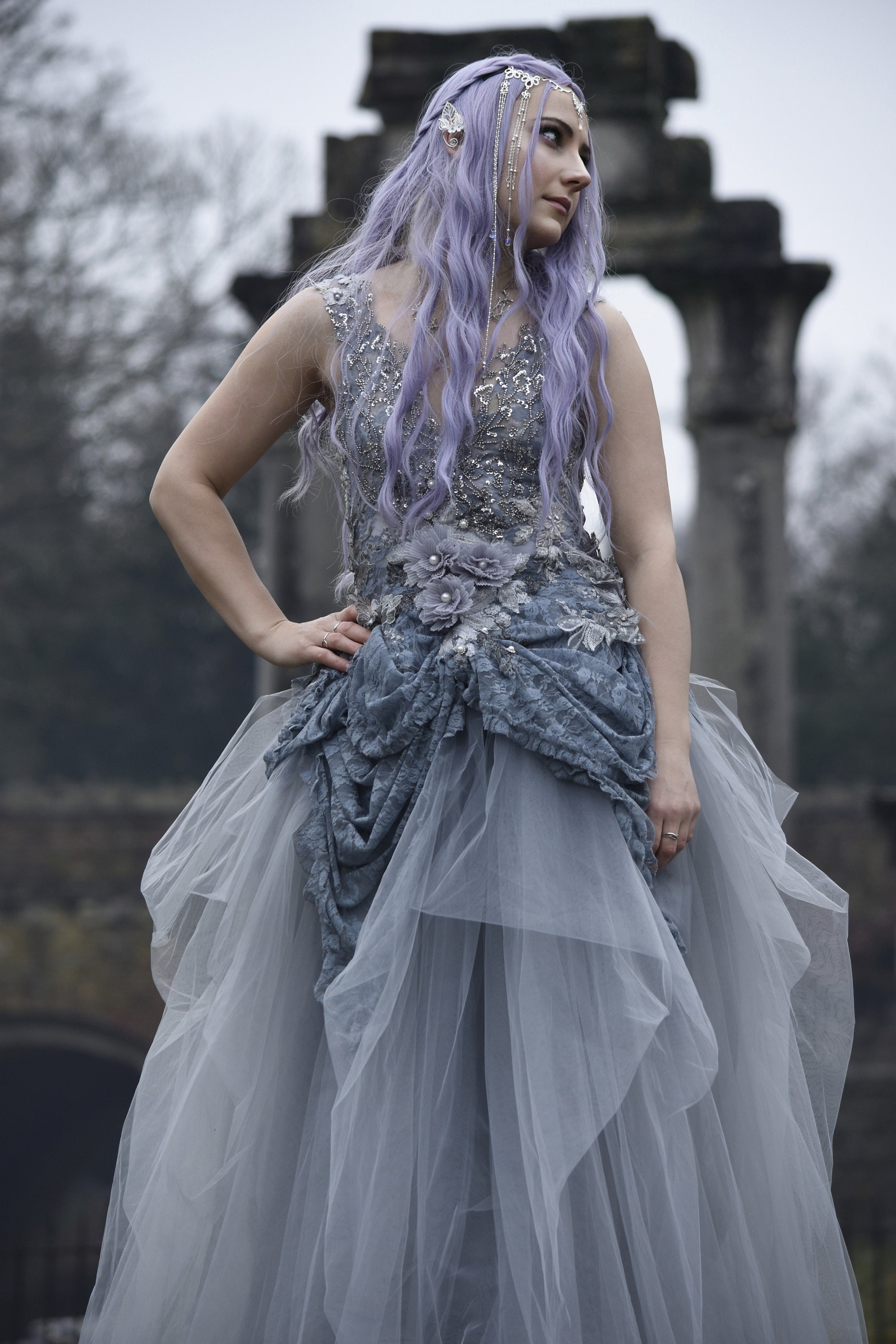 mystic grey dress Abigail Cowl Maxi Dress main image 0