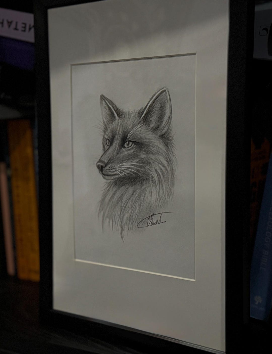Framed Original Pencil Drawing of Fox – Wildlife Art – Gift for Animal ...