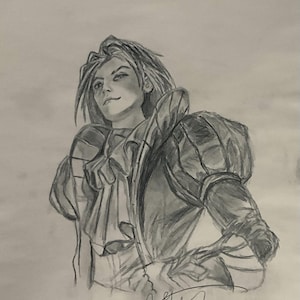 Framed Original Pencil Drawing of Ezreal from League of legends – Fan Art – Gift for Gamers