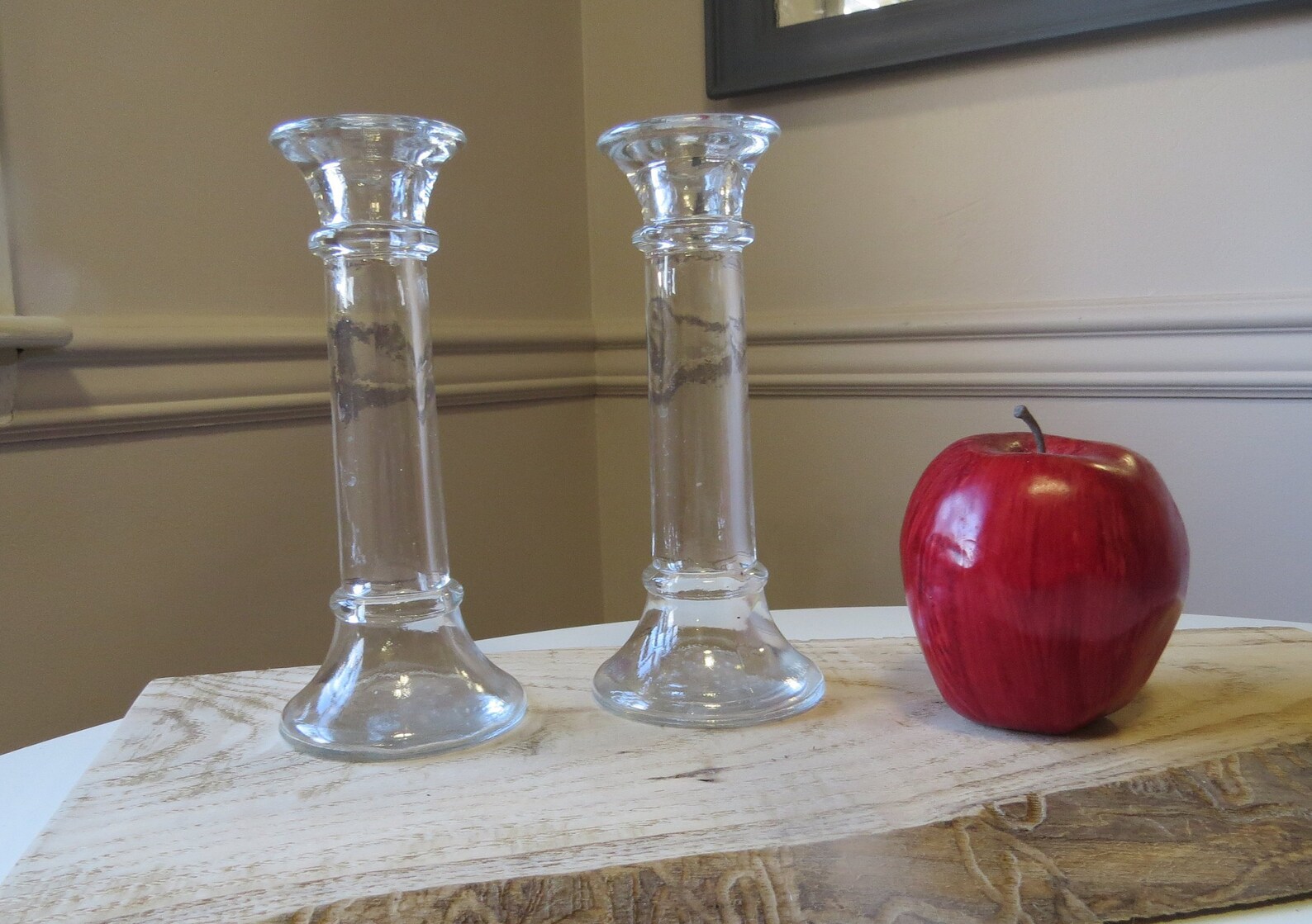 Pair of Clear Glass Flower Vases/candle Holders Etsy
