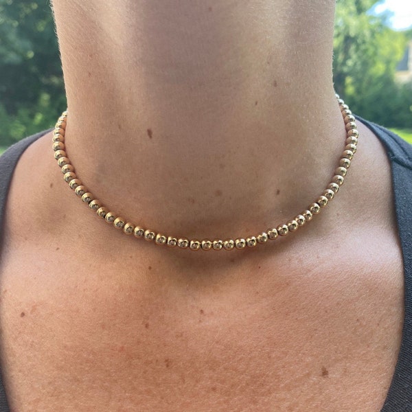 18K Gold-filled 3mm or 5mm gold ball choker/necklace. Gold-filled gold ball necklace. Gold-filled gold ball choker.