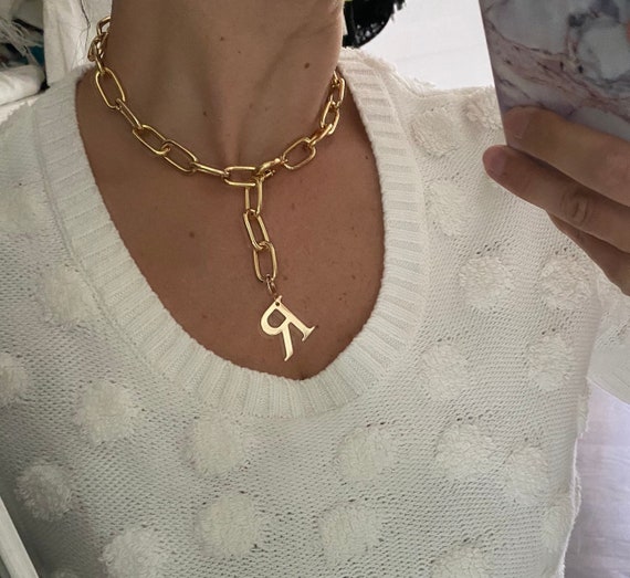 Persistente Librería sal Collares de cadena inicial de eslabones grandes llenos de oro - Etsy México Persistente Librería sal Collares de cadena inicial de eslabones grandes llenos de oro - Etsy México