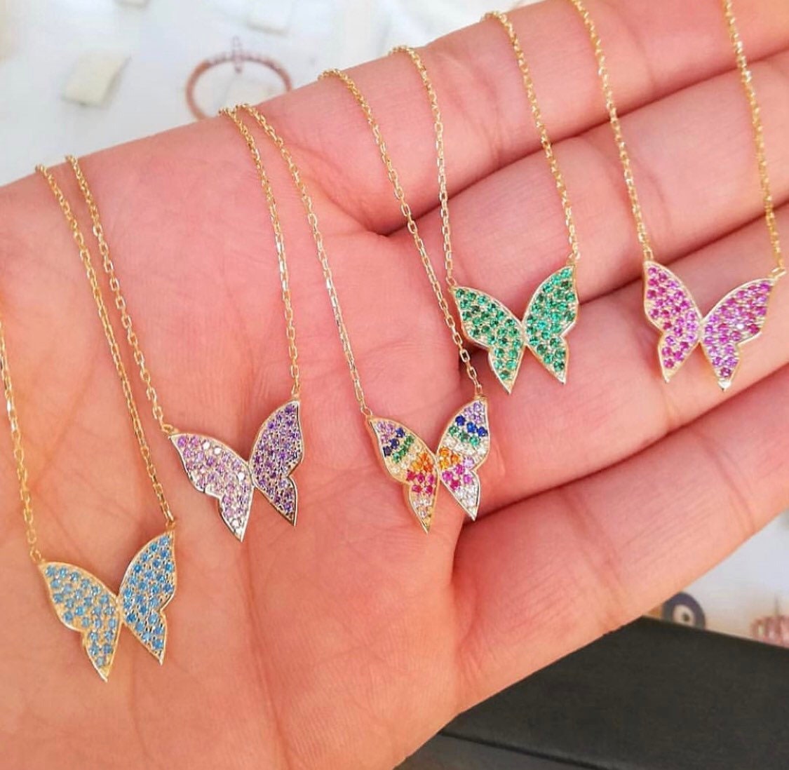 Butterly Necklace Sterling Silver and Gold Plated Butterfly