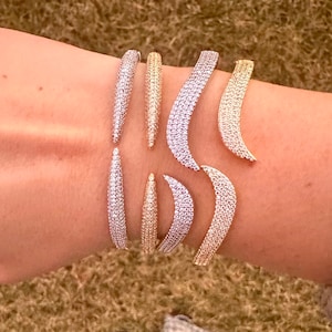 Gold filled Pave Wave Cuff | Pave Wave Bracelet | claw Cuff | claw Bangle | pave wave bangle | claw bracelet