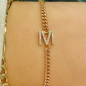 Initial bracelet | Personalized bracelet | Sterling silver and gold plated custom  Cuban link bracelet | custom curb link bracelet