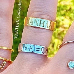 Personalized name ring | Sterling silver and 14K gold plated engraved ring | Personalized Ring | engraved name band