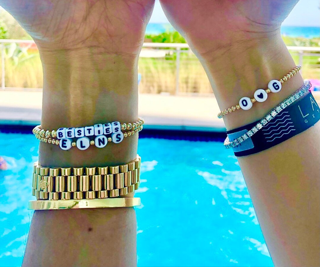 14k Gold Filled Initial Beaded Bracelets. Personalized Gold Etsy