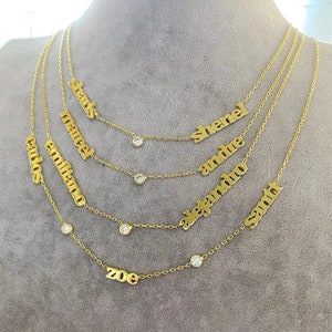 Mommy necklace with 1 2  3 4 5 6 names and bezel diamonds. Mom necklace. Mother’s necklace. Name necklace. With or without the diamonds.