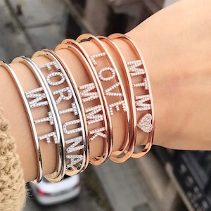 Sterling silver and gold plated initials/name cuff/bangle. Personalized name bracelet. Personalized initials cuff. Totally customizable cuff