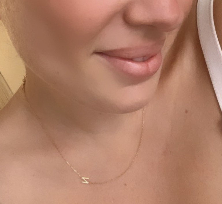 Sideways initial / letter necklace. 1 2 3 4 5 initials | Sterling Silver 14K Gold Plated | asymmetrical Personalized initial necklace