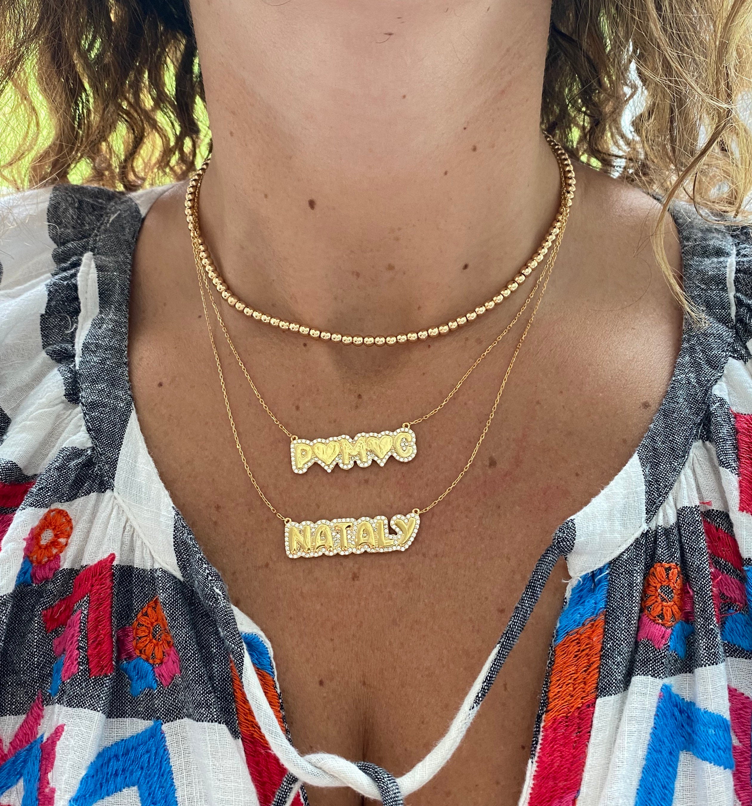 The Pave' Bubble Letter Pendant Necklace