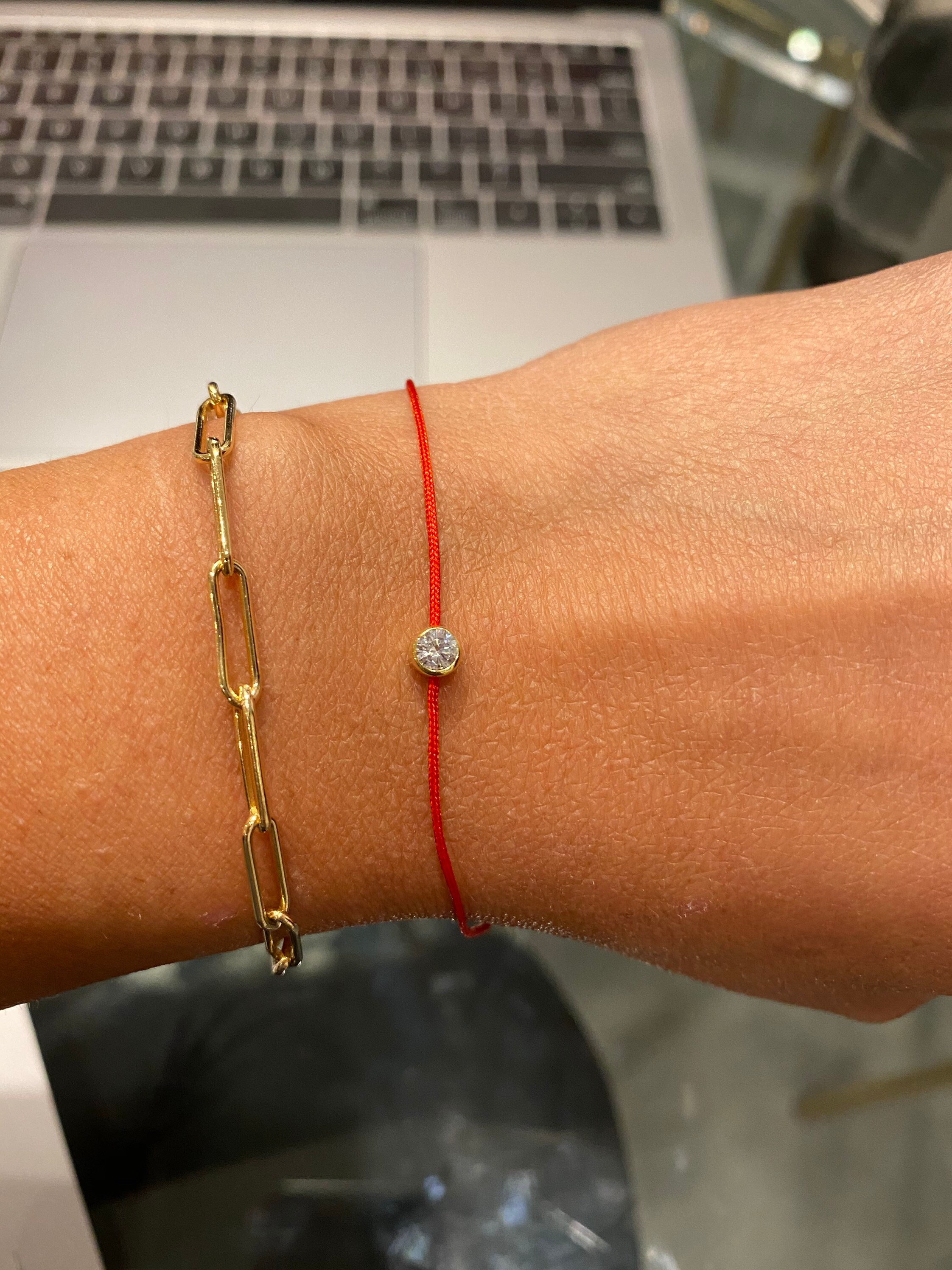 Diamond String Bracelet. CZ String Bracelet. Bezel CZ String Etsy Sweden