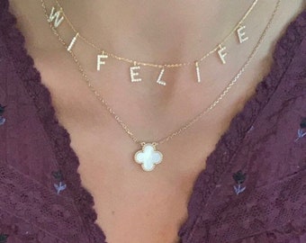 Dangling Letters Nedi Name necklace with clear stones | Sterling Silver Women's Personalized Custom Name/Initials Necklace
