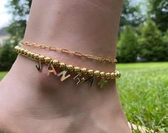 18K gold filled personalized custom anklet. Initial anklet. Personalized anklet.