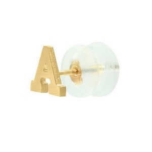 14K solid gold initial/letter earrings with Rubber backs for comfort. super comfortable.