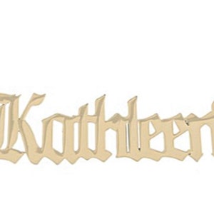 Personalized custom name choker necklace sterling silver and gold plated. Old English/gothic font nameplate
