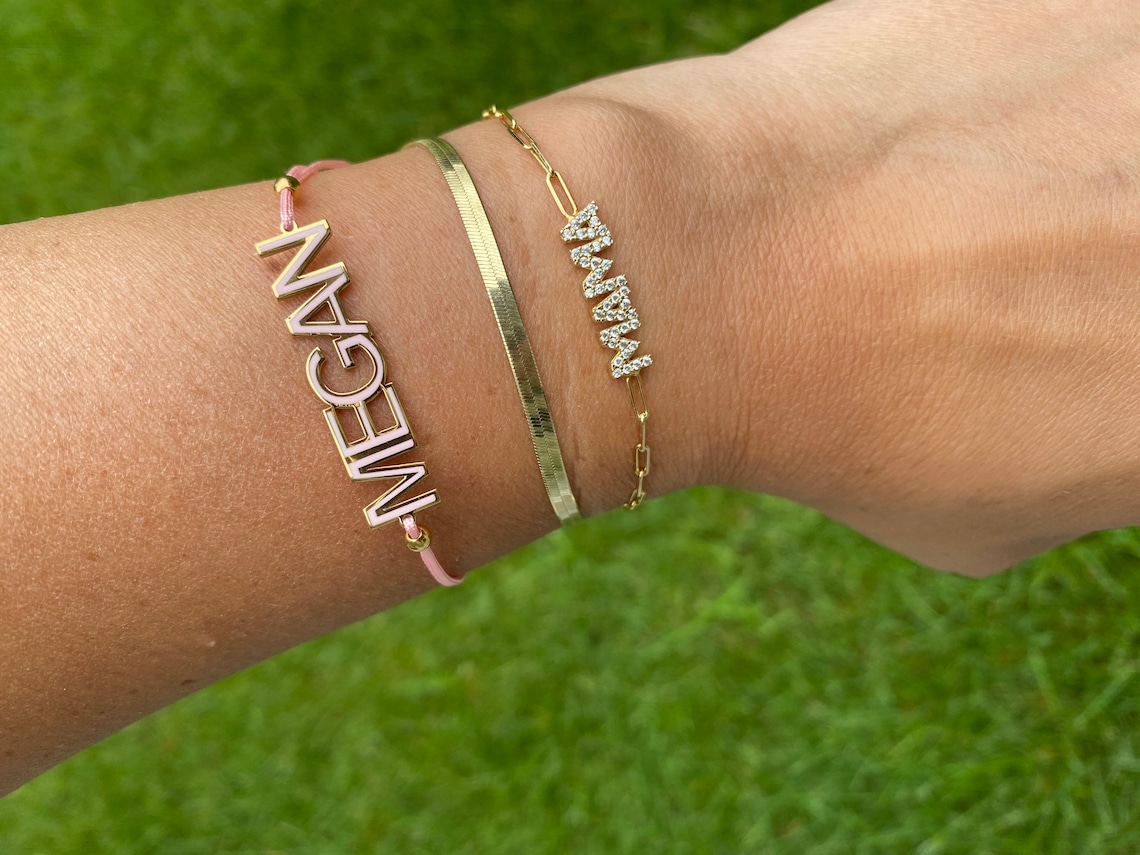 Nameplate String Bracelet. Name Bracelet. Personalized String Etsy UK