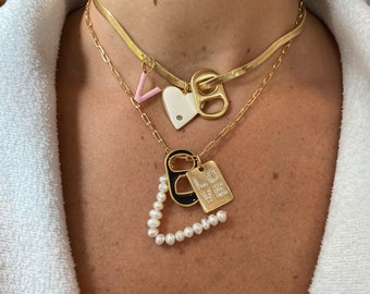 Soda Cap Charms. Pave soda cap Charms Choker/ necklace. Gold-filled.