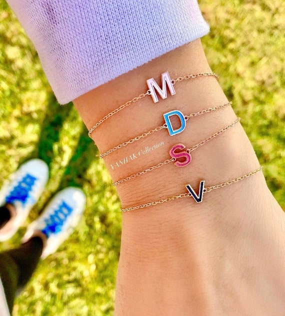 Love Initial Bracelets by Sarahndipity Jewelry Beaded, Stretch, Stackable,  Personalized, Monogram, Custom, Friendship, Love, Couple - Etsy