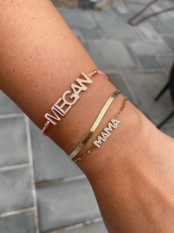 Nameplate String Bracelet. Name Bracelet. Personalized String