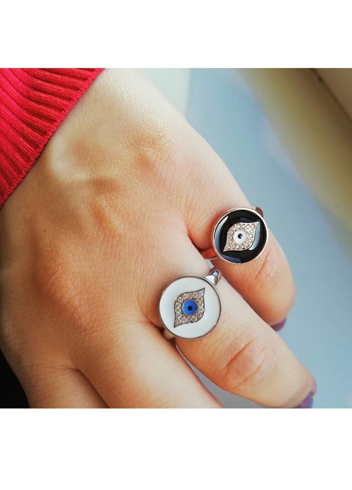 evil eye enamel ring