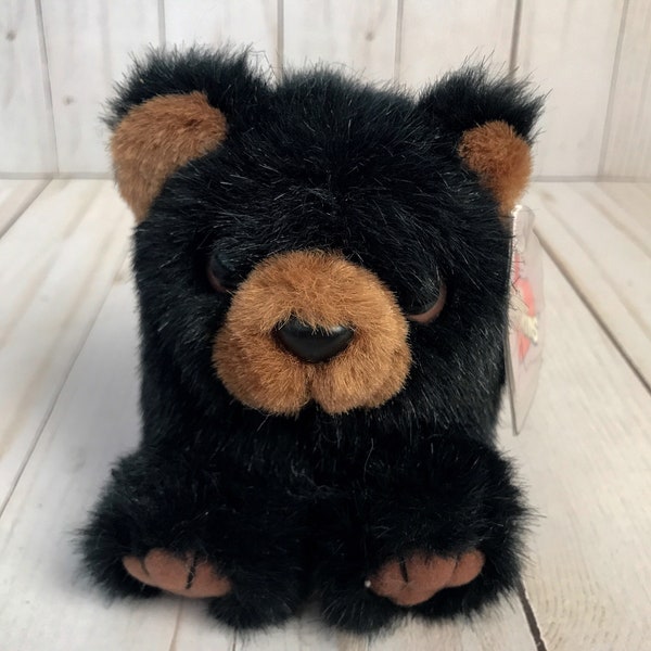 Vintage Puffkins Plush Black Bear, Swibco 1994 Benny Black Bear Stuffed Bear