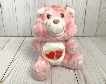 Vintage 1980s Care Bears Love a Lot Bear Pink Hearts Small 6” inch Plush