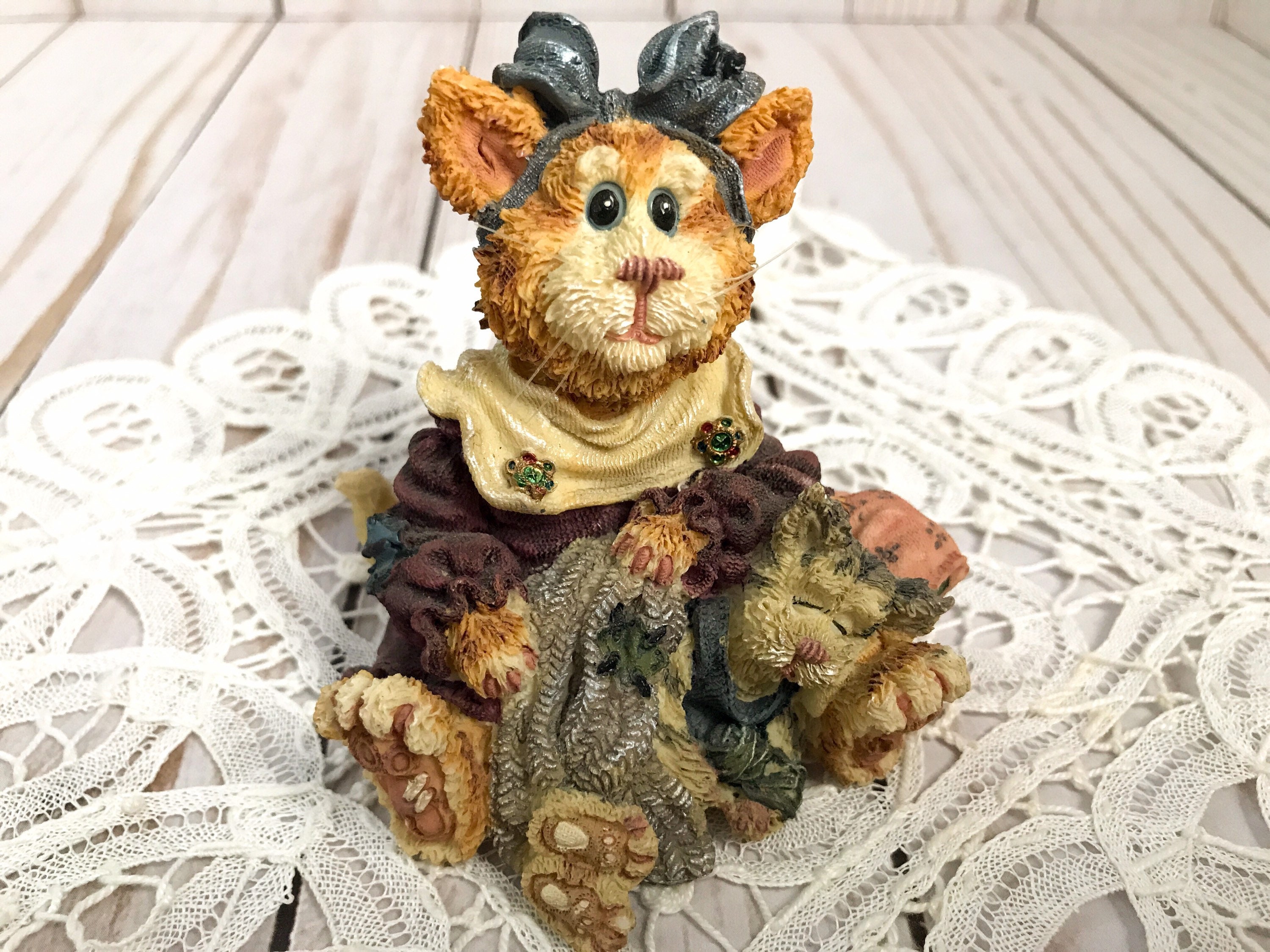 Vintage Cat Resin Figurine Cute Boyd's Bears 90s Figure Etsy