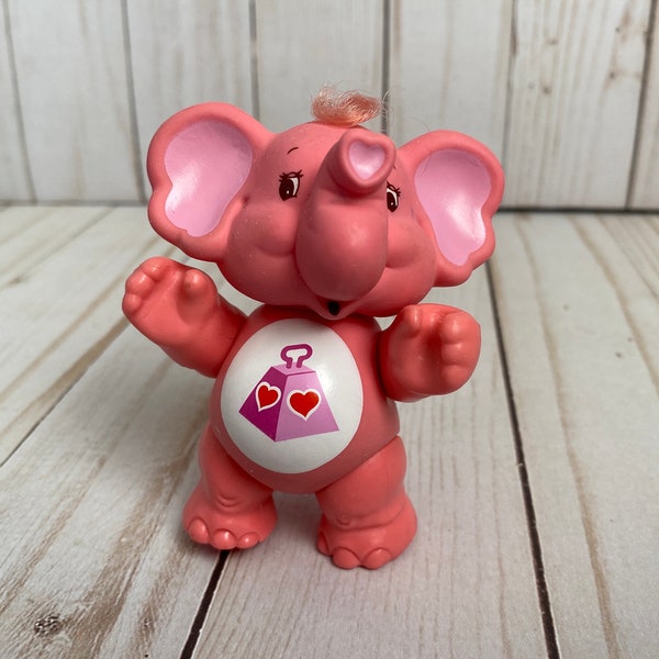 Care Bears Lotsa Heart Elephant PVC Posable Figurine, Pink Elephant Vintage 1983 Original Kenner Action Figure